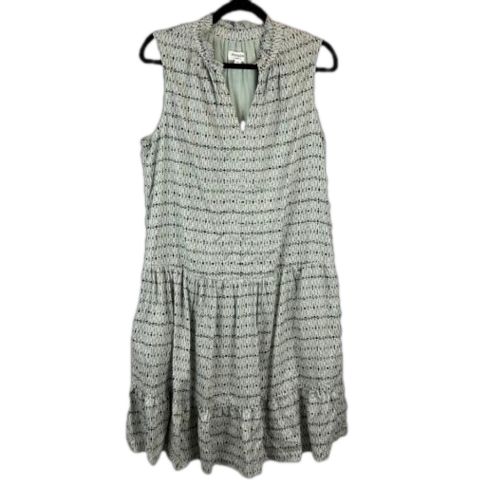 Hudson North The Picnic Linen Tier Dress Ash Print Large Grey